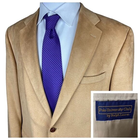 Polo University Club Ralph Lauren Sport Coat 47 48L Microfiber Ultrasuede Blazer